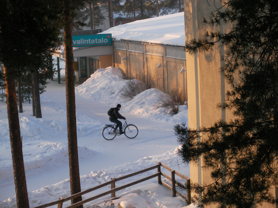 雪の中でも自転車通勤